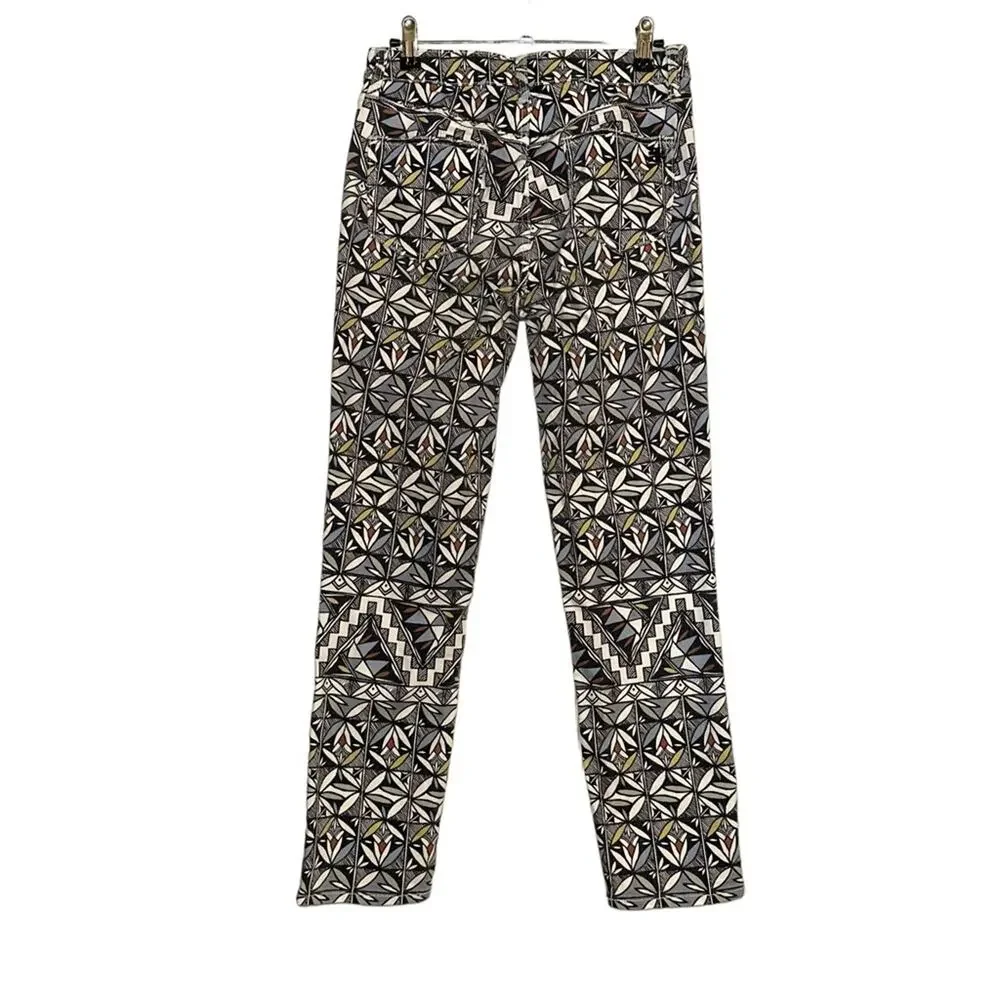 Tory Burch Acoma Printed Cropped Pants 28 in Riviera Blue